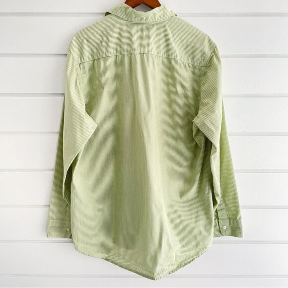 Old Navy Nen’s Green & White Stripe Casual Cotton Button Down Shirt Size Large - Picture 2 of 6